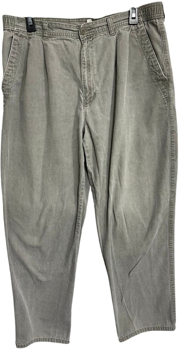 Vintage Brittania Pants Men Size 36 Gray Pleated Cotton Mid Rise Trousers Office
